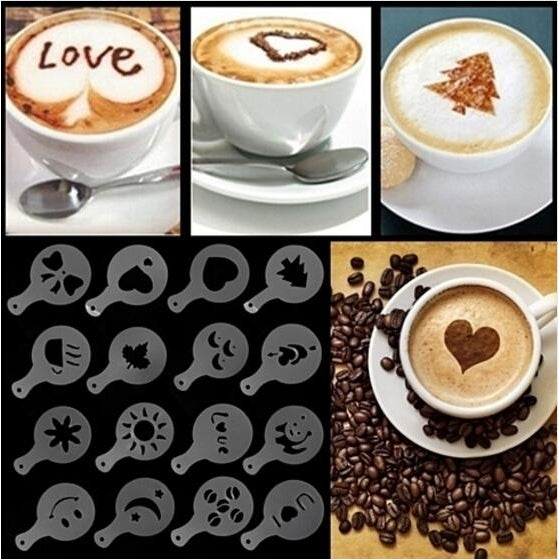 Coffee Barista Stencils 16pc Set Image 1