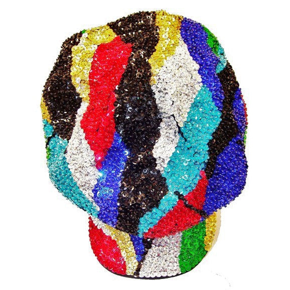 Sequin Newsboy Brando Cabbie Cap RAINBOW Zig-Zag Image 1