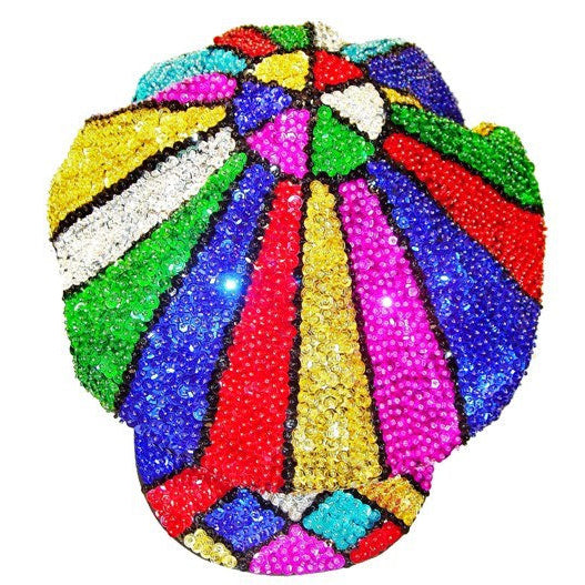 Sequin Newsboy Brando Cabbie Cap MULTICOLOR Mosaic Rainbow Mardi Gras Image 1