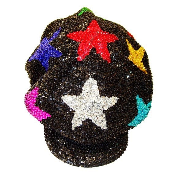 Sequin Newsboy Brando Cabbie Cap BLACK color STARS Western Rodeo Image 1