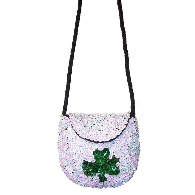 Sequin Beaded Purse Opal White w/Shamrock Image 2