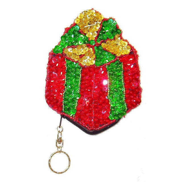 Sequin Beaded Cute COIN PURSE Key chain Christmas GIFT Image 1