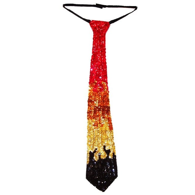 Sequin Neck Tie FLAME Fire BBQ Food Show Super Bowl Image 1