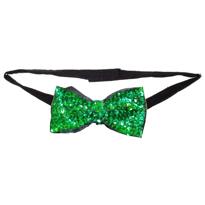 Sequin Beaded Bow Tie GREEN Xmas Mardi Gras St Patricks Day Image 1