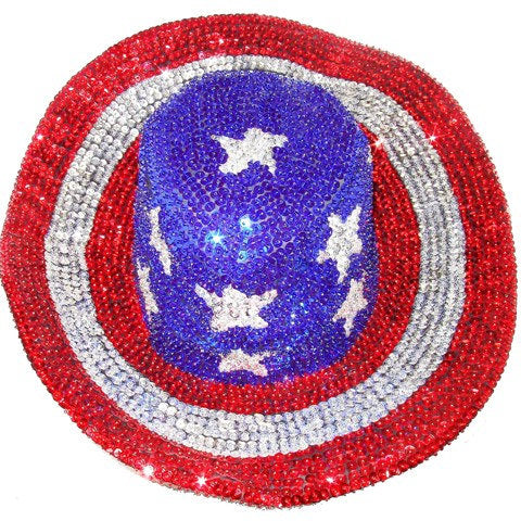 Sequin Cowboy Cowgirl Hat USA FLAG Stars Stripes American Pride Image 1