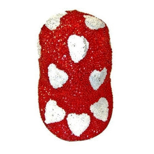 Sequin Baseball Cap RED White HEARTS Image 1