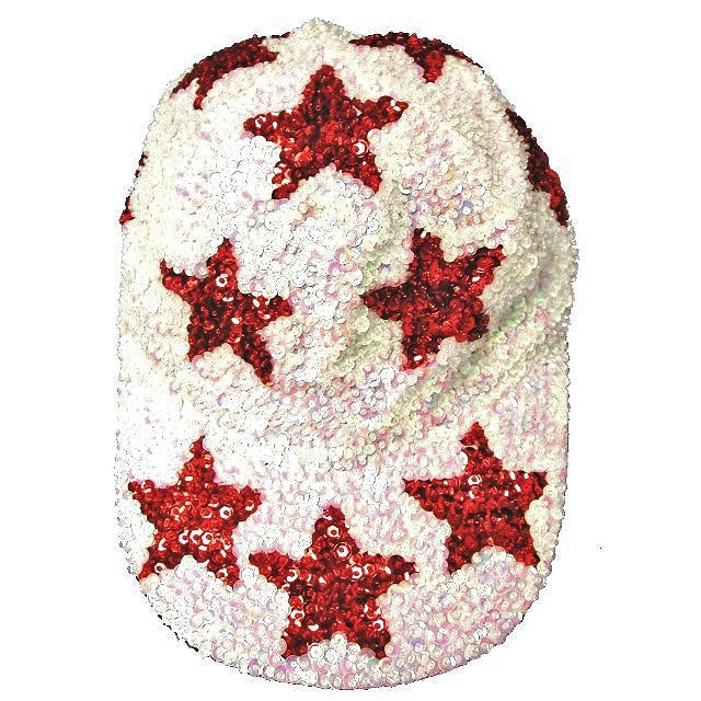 Sequin Baseball Cap Opal White RED STARS Image 1