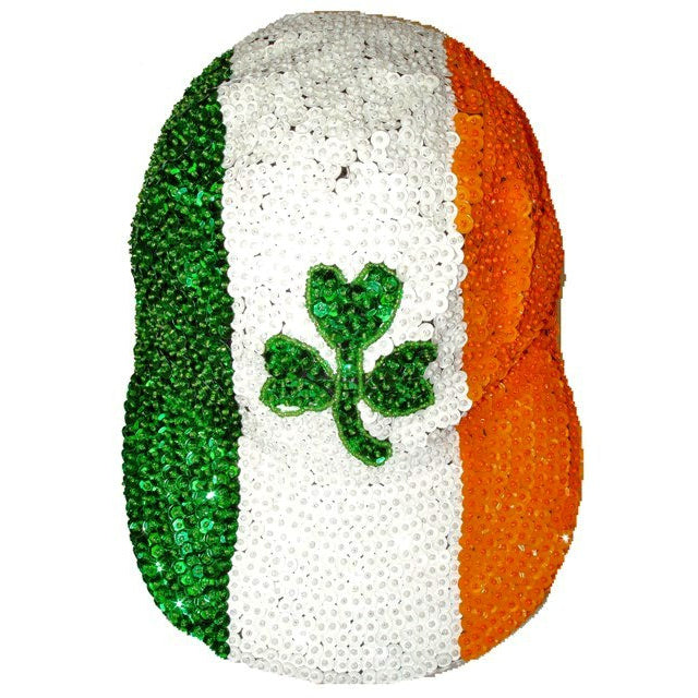 Sequin Baseball Cap Irish Flag w/Shamrock Image 1