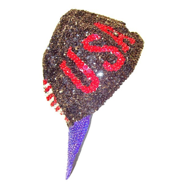 Sequin Baseball Cap Black and Blue USA FLAG Image 2