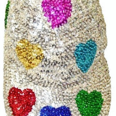 Sequin Baseball Cap Silver Color HEARTS Image 1