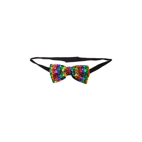 Sequin Bow Tie Rainbow Stripes Adult Unisex Image 1