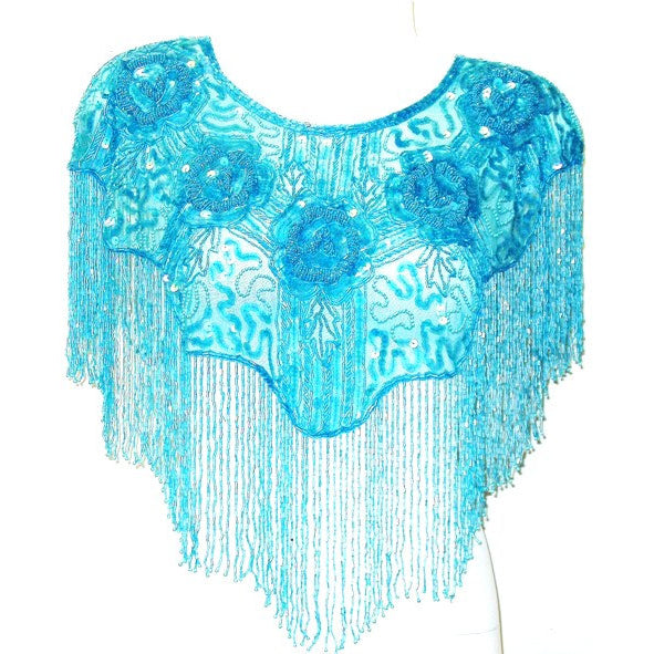 Sequin Beaded Scarf Shawl Wrap TURQUOISE Aqua Blue Image 1