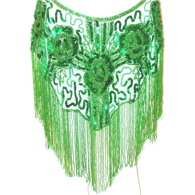 Sequin Beaded Scarf Shawl Wrap GREEN Mardi Gras St. Patrick's Image 2