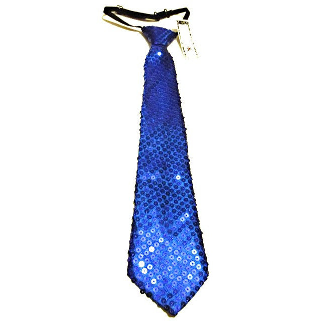 Sequined Fabric Neck Tie Royal BLUE Adult Unisex Image 1