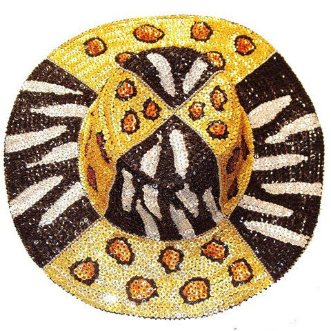 Sequin Cowboy Cowgirl Hat SAFARI Leopard Spots Zebra stripes Image 1