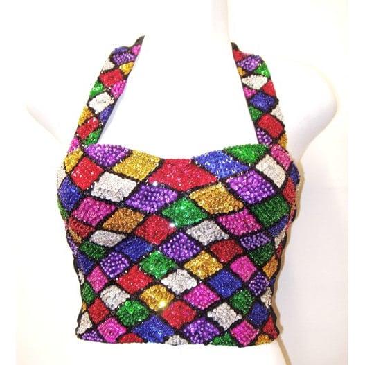 Sequin Bustier Halter Top Mosaic Square Image 1