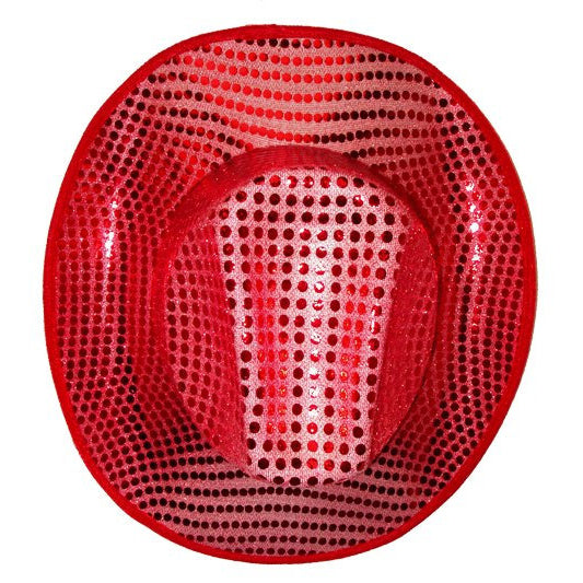 Metallic Sequin Fabric COWBOY Hat RED Image 1