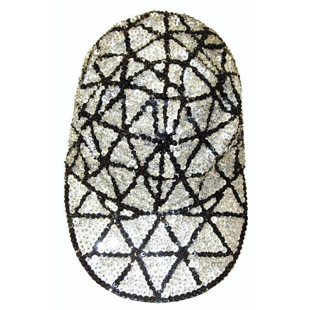 Sequin Baseball Cap SILVER Triangles Image 1