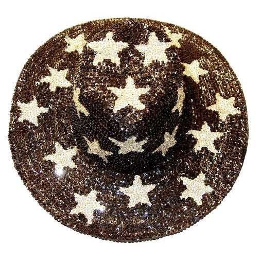 Sequin Cowboy Cowgirl Hat Silver STARS Black Western Rodeo Image 1