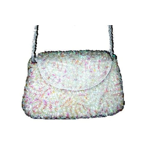 Sequin Beaded Purse OPAL WHITE SP14 Image 1