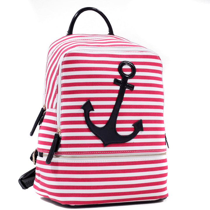 Dasein Canvas Striped Backpack w/ Adjustable Shoulder Straps Backpack w/ front Anchor Design Image 4