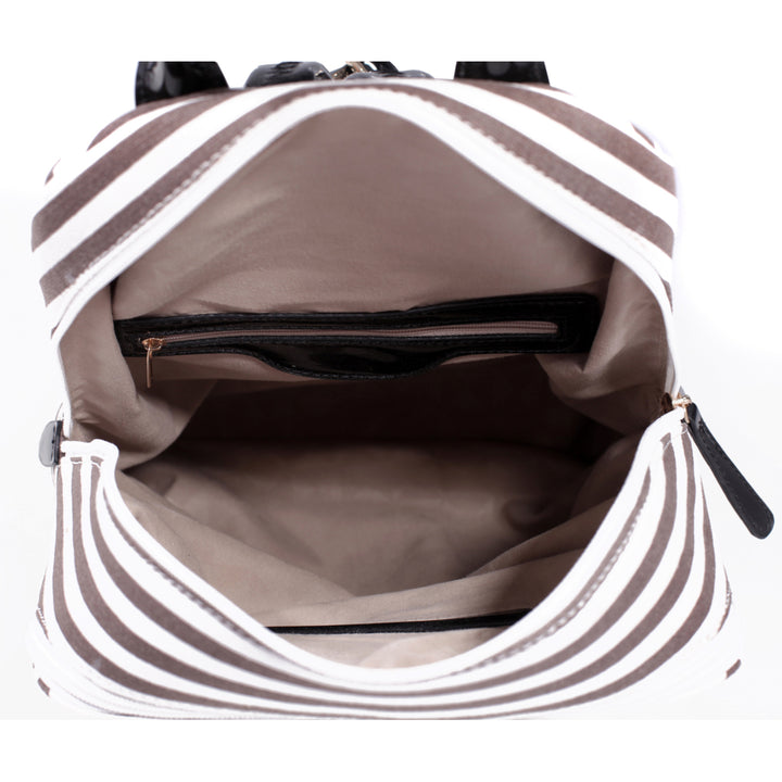 Dasein Canvas Striped Backpack w/ Adjustable Shoulder Straps Backpack w/ front Anchor Design Image 8