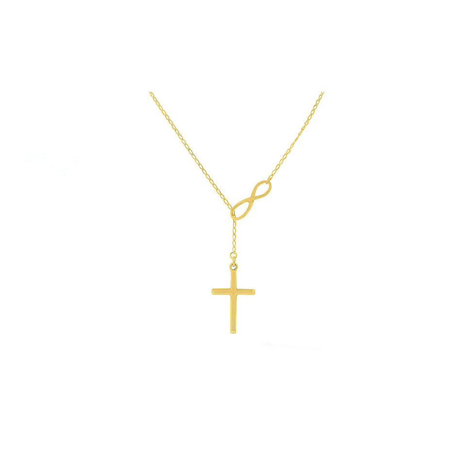 18k GoldRose Gold Or Sterling Silver Infinity Cross Lariat Necklace Image 3