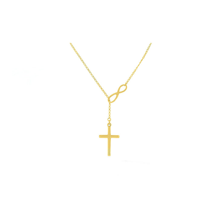 18k GoldRose Gold Or Sterling Silver Infinity Cross Lariat Necklace Image 3