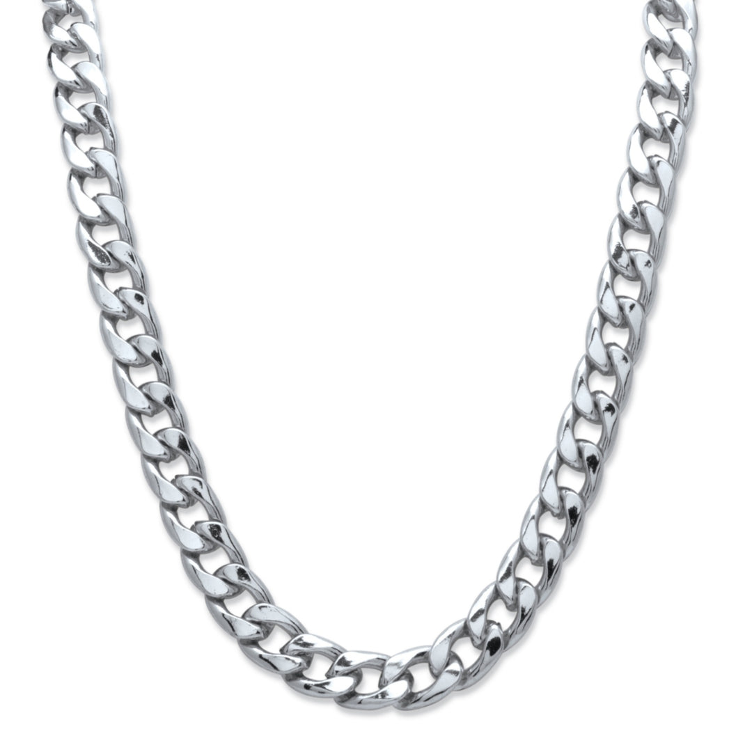 Mens 15 mm Curb-Link Necklace in Silvertone 24" Image 3