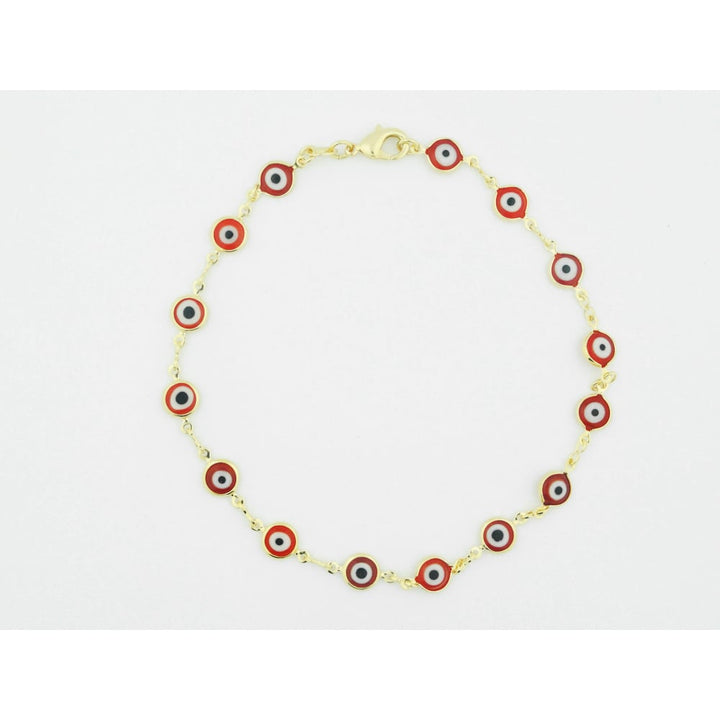 18k Gold Fill Red Evil Eye Anklet Image 1