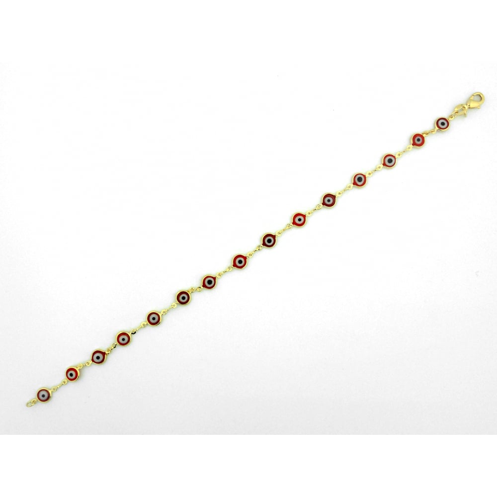 18k Gold Fill Red Evil Eye Anklet Image 2