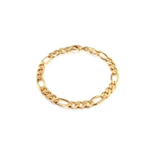 8mm Figaro Chain Bracelet 8" Unisex in 14K Yellow Gold Unisex All Ages Image 1