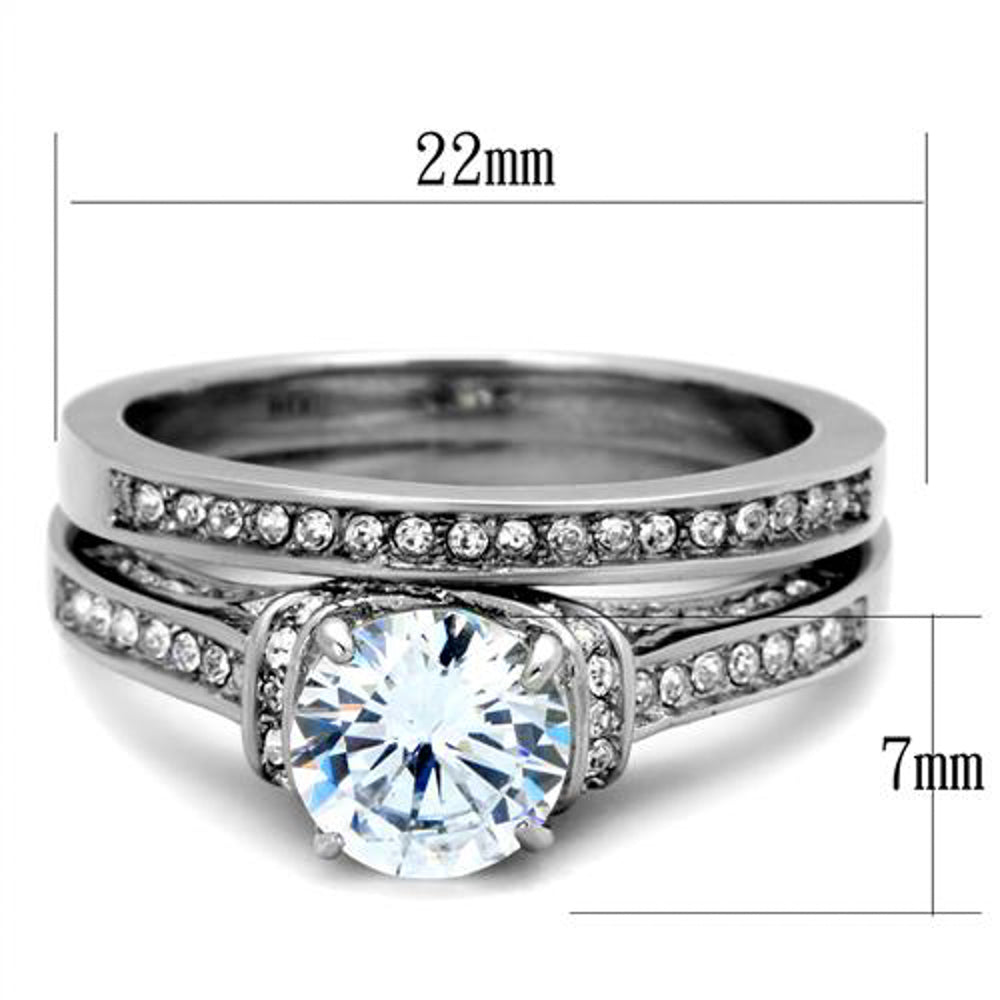 His and Her 3 Pc Stainless Steel 2.75 Ct Cz Bridal Set and Men Zirconia Wedding Band Image 4