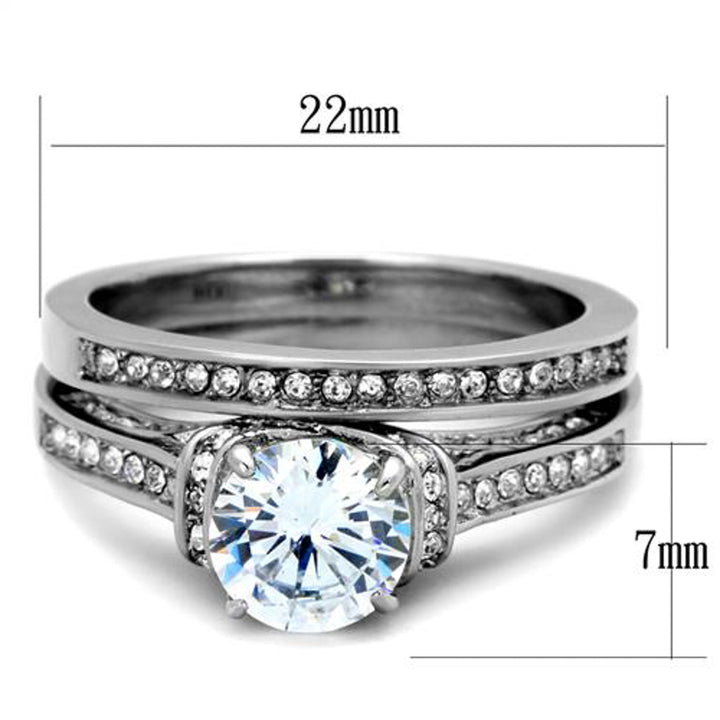 His and Her 3 Pc Stainless Steel 2.75 Ct Cz Bridal Set and Men Zirconia Wedding Band Image 4