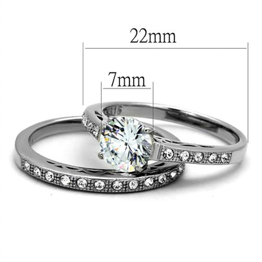 His and Her 3 Pc Stainless Steel 1.39 Ct Cz Bridal Set and Men Zirconia Wedding Band Image 4