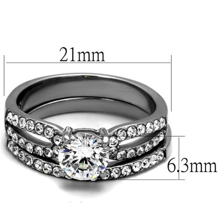 His and Her Stainless Steel 1.25 Ct Cz Bridal Ring Set and Men Zirconia Wedding Band Image 4