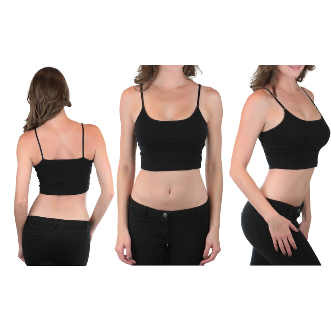 Womens Adjustable Built-In Bra Crop Spaghetti Tank Image 2