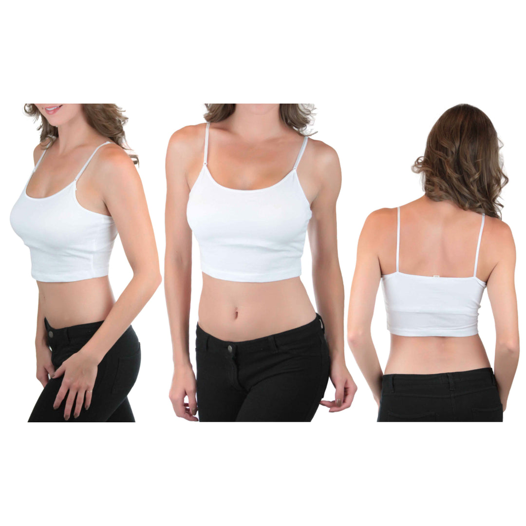 Womens Adjustable Built-In Bra Crop Spaghetti Tank Image 3