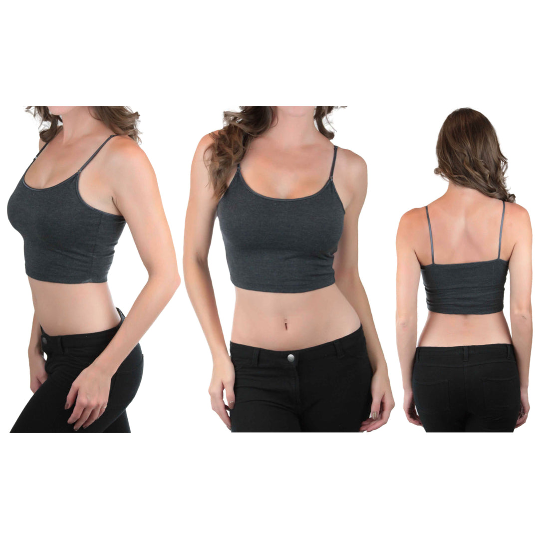 Womens Adjustable Built-In Bra Crop Spaghetti Tank Image 4