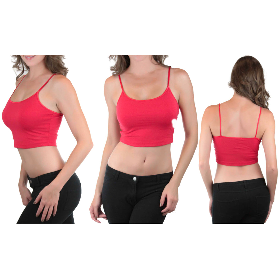 Womens Adjustable Built-In Bra Crop Spaghetti Tank Image 4