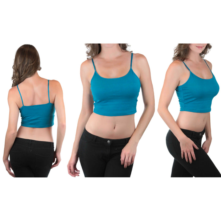 Womens Adjustable Built-In Bra Crop Spaghetti Tank Image 6