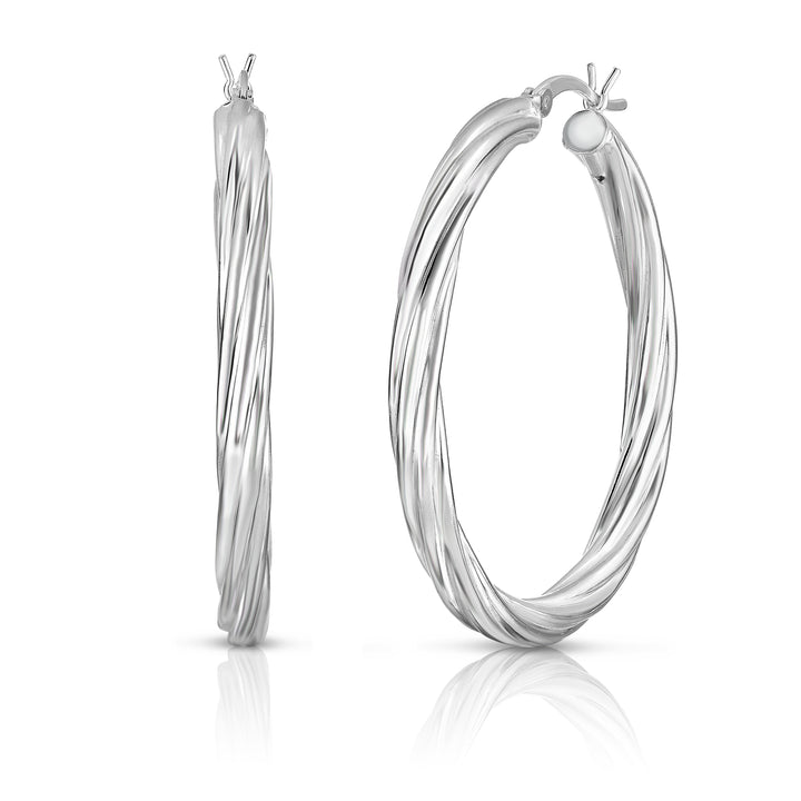 Solid Sterling Silver Swirl Hoops  Available in Three Sizes - 20mm30mm40mm Image 1