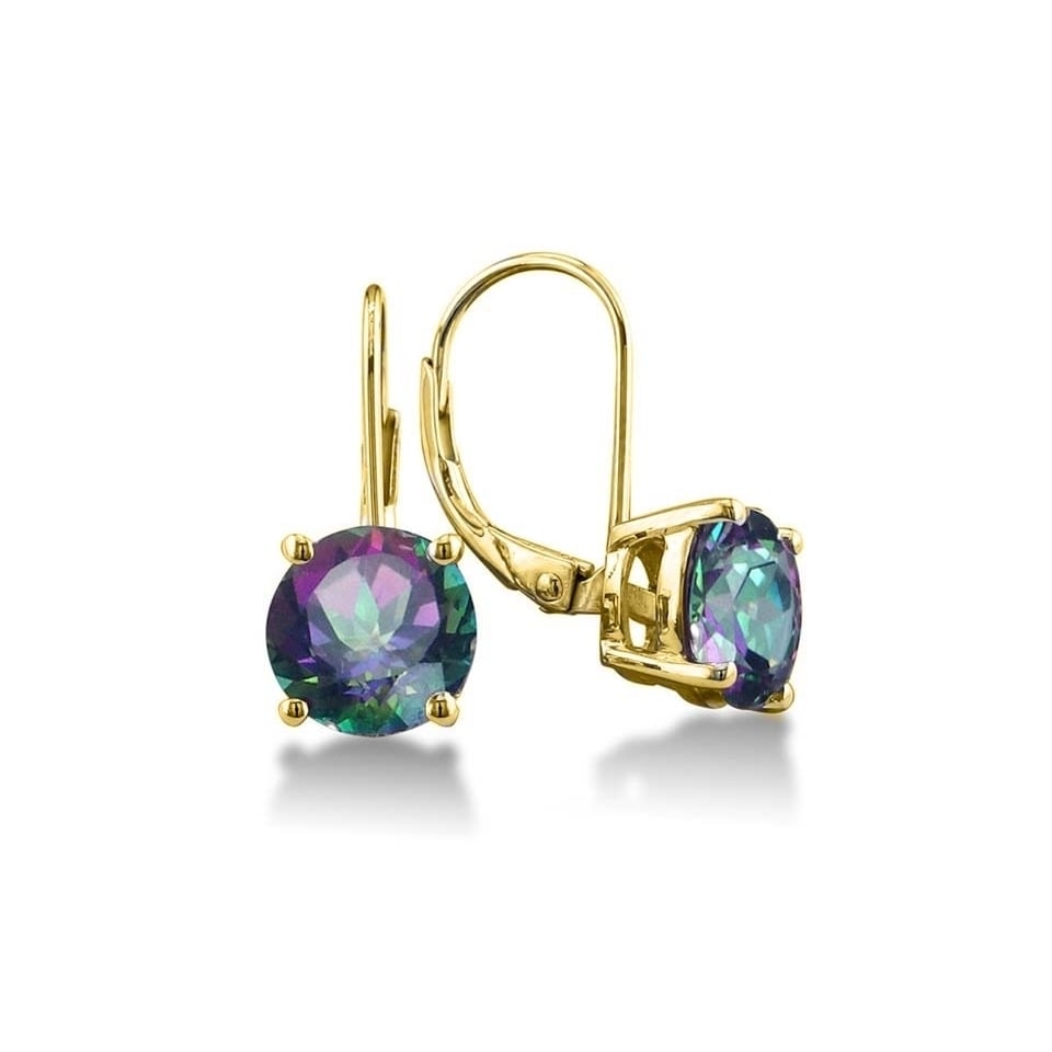 Mystic Gemstone Leverback Earrings 2.00cttw Lab-Created Topaz Gold Plated Image 1