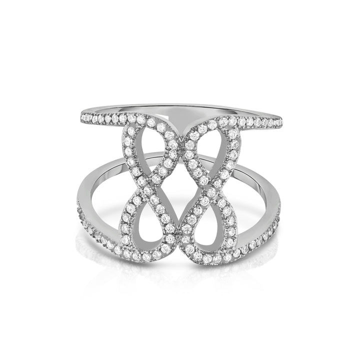 Infinity Forever Love Ring 18k White Gold Fancy Band Size 6 7 8 9 CZ Stones Image 1