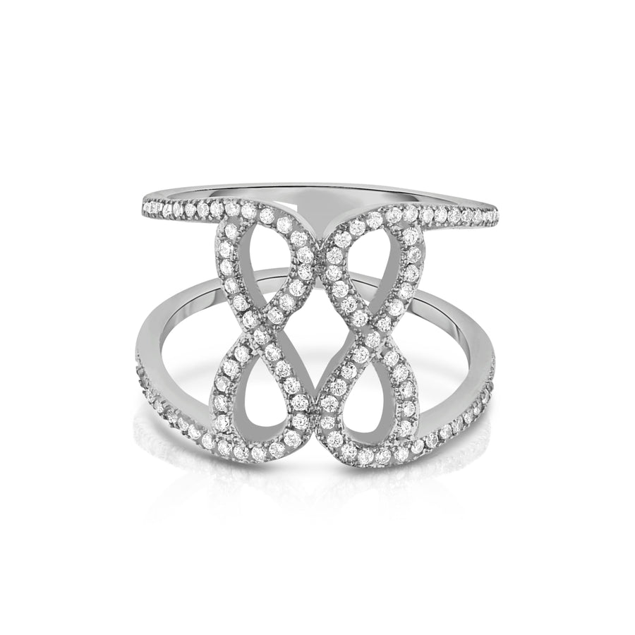 Infinity Forever Love Ring 18k White Gold Fancy Band Size 6 7 8 9 CZ Stones Image 1