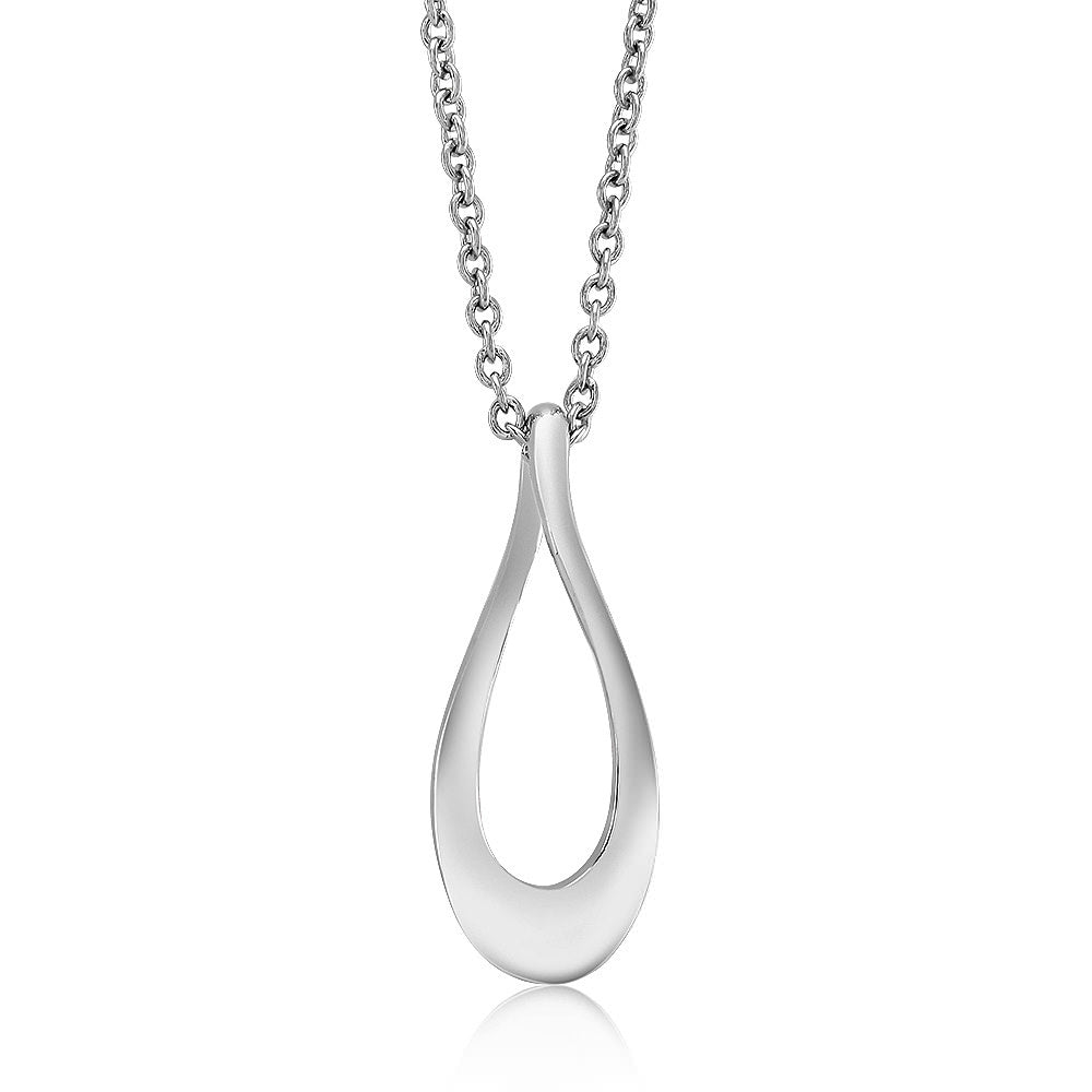 18K White Gold Plated Open Teardrop Necklace Image 1