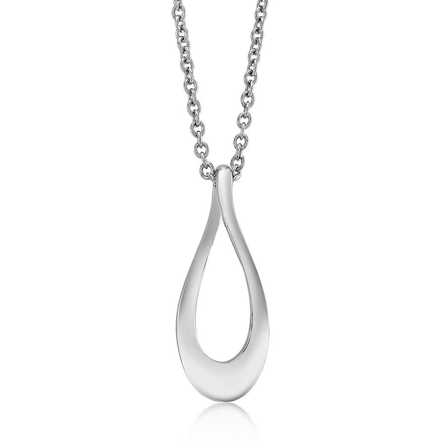 18K White Gold Plated Open Teardrop Necklace Image 1
