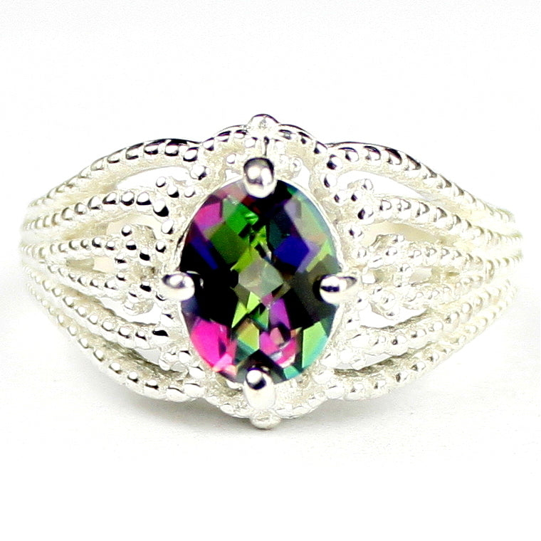 SR365 Mystic Fire Topaz 925 Sterling Silver Beaded ladies Ring Image 1