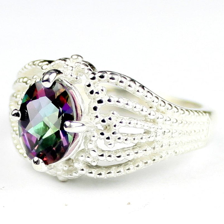 SR365 Mystic Fire Topaz 925 Sterling Silver Beaded ladies Ring Image 2