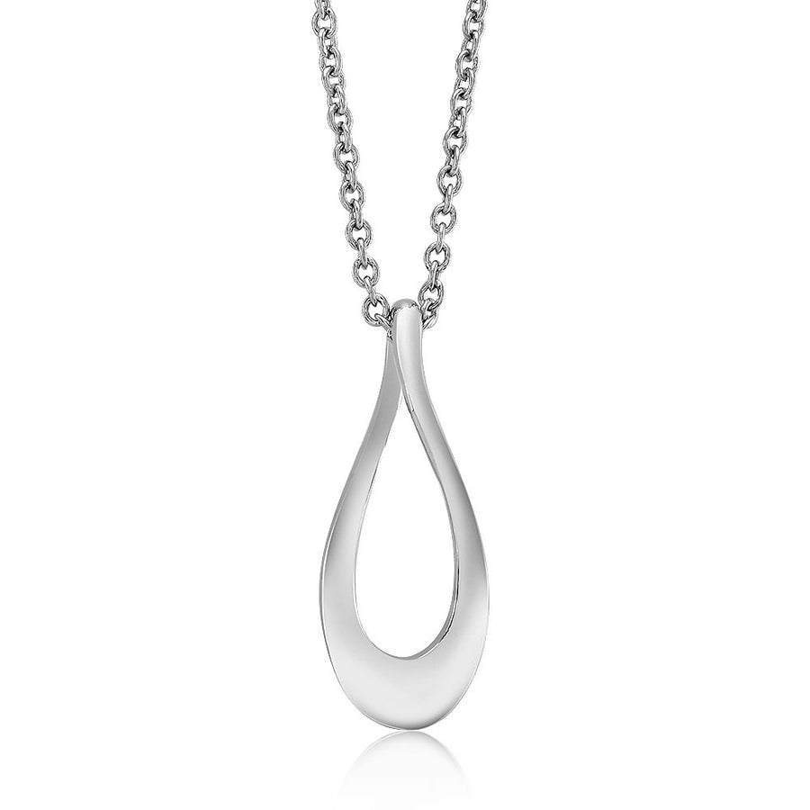 White Gold Plated Teardrop Necklace Image 1